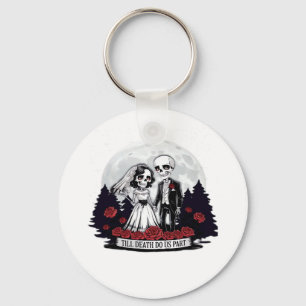 Horror Valentines Day Skeleton Couple Till Death D Keychain