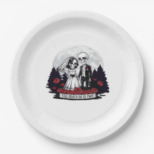 Horror Valentines Day Skeleton Couple Till Death D Paper Plates