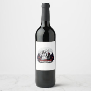 Horror Valentines Day Skeleton Couple Till Death D Wine Label