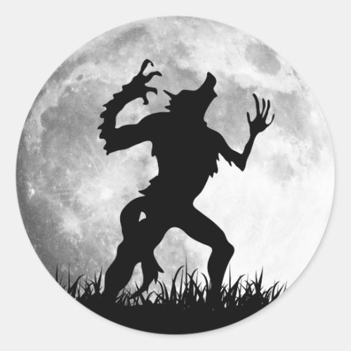 Horror Werewolf Full Moon Transformation _ Cool Classic Round Sticker