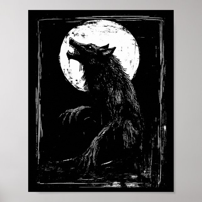 Horror Werewolf Head Halloween Mythology Wolf Shif Poster (Front)