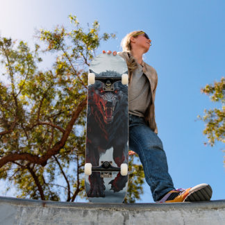 Horror Wolf Skateboard in Cold Forest
