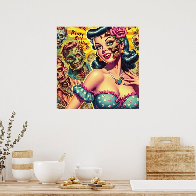 Horror Zombie Pin-up Poster | Zazzle