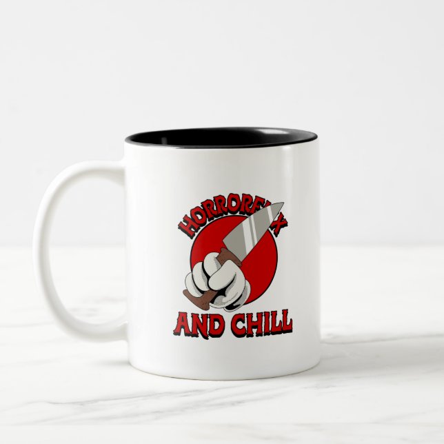Horrorflix And Chill  Two-Tone Coffee Mug (Left)