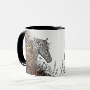 Horse #03 - Copper and Ink Mug Cup