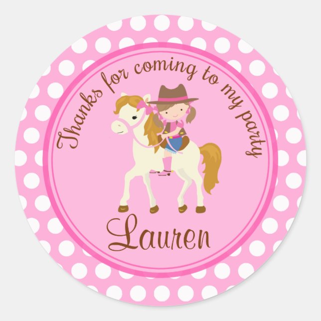Horse 2inch round personalized favor tag (Front)
