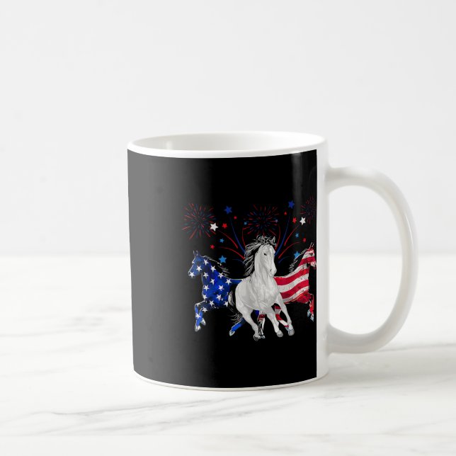 Horse 4th Of July Patriotic American Flag  Coffee Mug (Right)