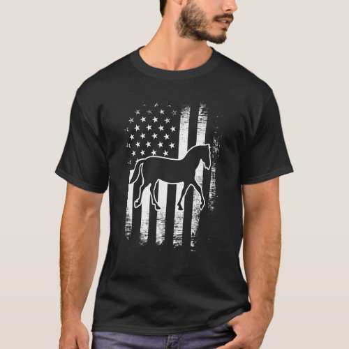 Horse 4th Of July United State Of America Flag Pat T_Shirt