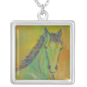 Horse Abstract Pastel Art Painting Necklace