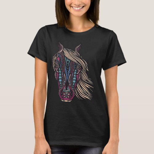 Horse Abstract Tribal Art Geometric Native America T_Shirt