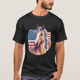 Horse American Flag 4th of July Patriotic Horsebac T-Shirt