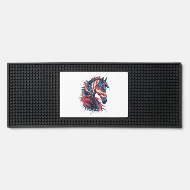 Horse American Flag Bar Mat (Front)