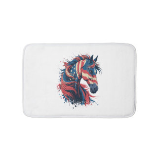 Horse American Flag Bath Mat