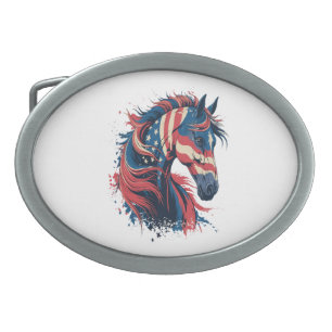 Horse American Flag Belt Buckle