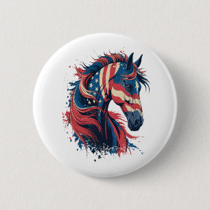 Horse American Flag Button