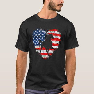 Horse American Flag Heart 4th Of July Horse  Men W T-Shirt