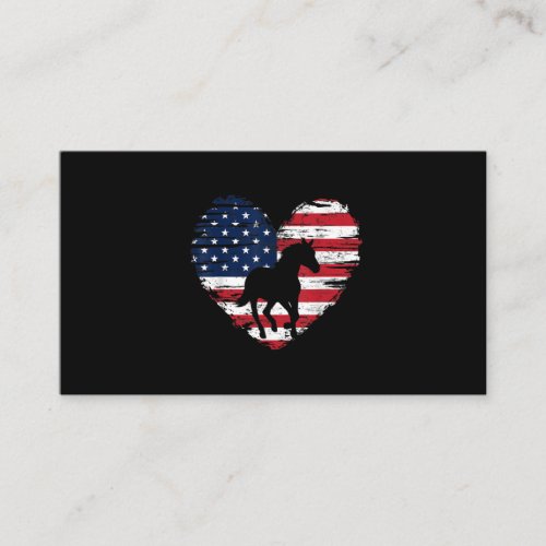 Horse American Flag Heart USA Patriotic Pride Business Card
