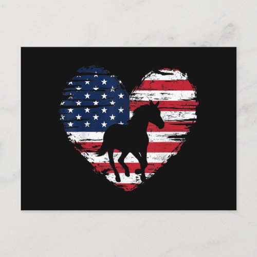 Horse American Flag Heart USA Patriotic Pride Holiday Postcard