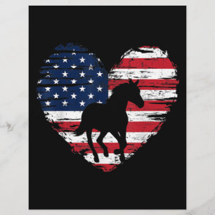 Horse American Flag Heart USA Patriotic Pride Letterhead