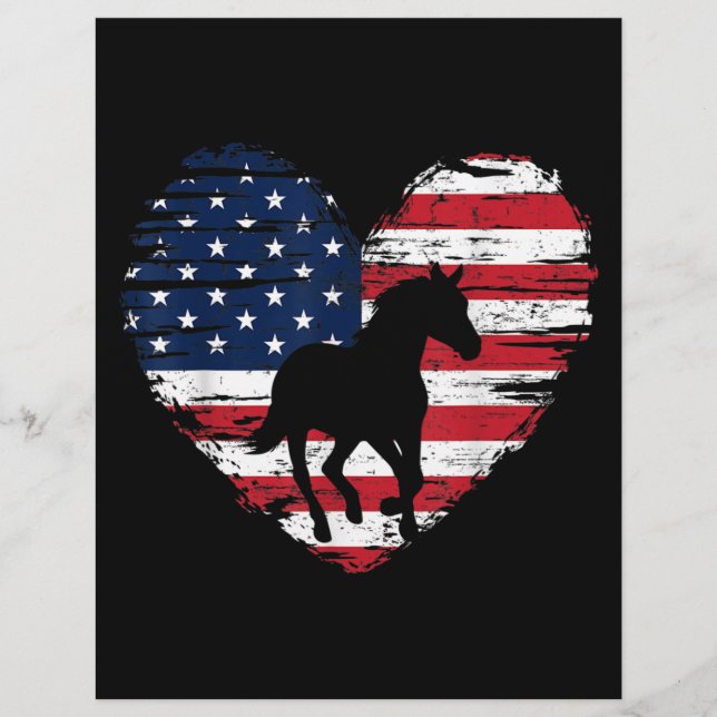 Horse American Flag Heart USA Patriotic Pride Letterhead (Front)