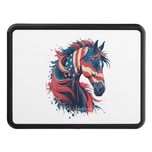 Horse American Flag Hitch Cover (Front)