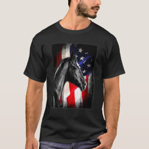 Horse American Flag Horseback Riding Horse T-Shirt