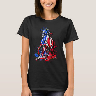 Horse American Flag Independence Day Patriotic 4th T-Shirt