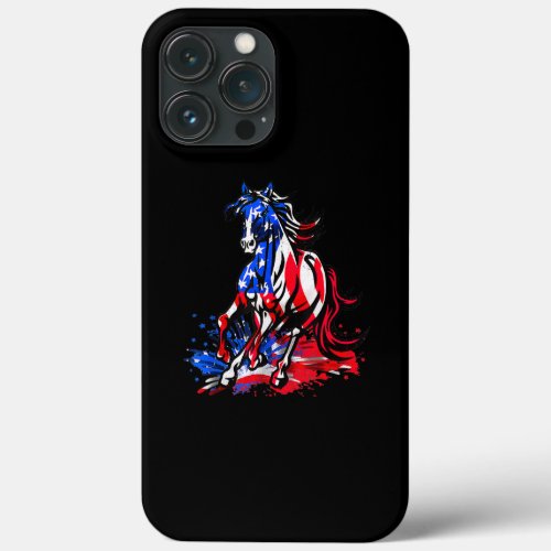 Horse American Flag Independence Day Patriotic iPhone 13 Pro Max Case