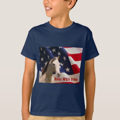 Horse American Flag Kids T_Shirt
