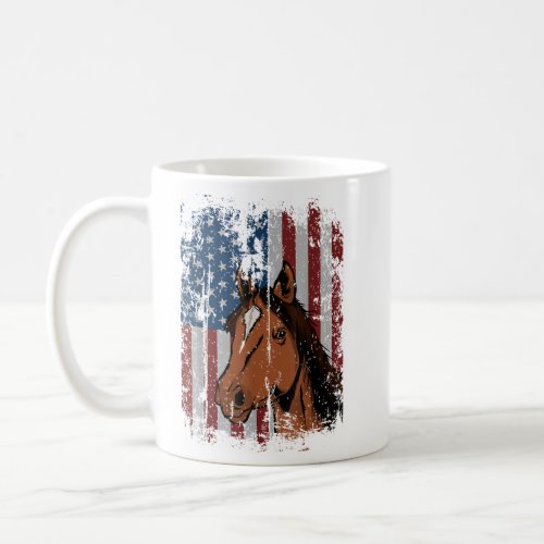 Horse American Flag Patriotic Horseback Riding Far Coffee Mug
