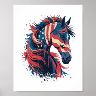 Horse American Flag Poster