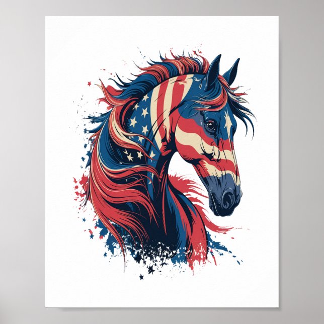 Horse American Flag Poster (Front)