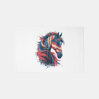 Horse American Flag Rug