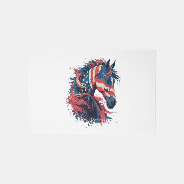 Horse American Flag Rug (Front)