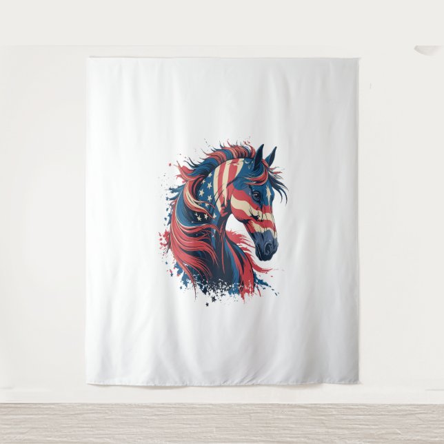 Horse American Flag Tapestry (Front)
