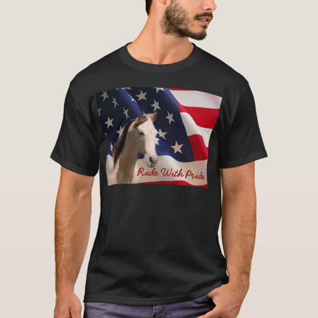 Horse American Flag Unisex T-Shirt (Front)