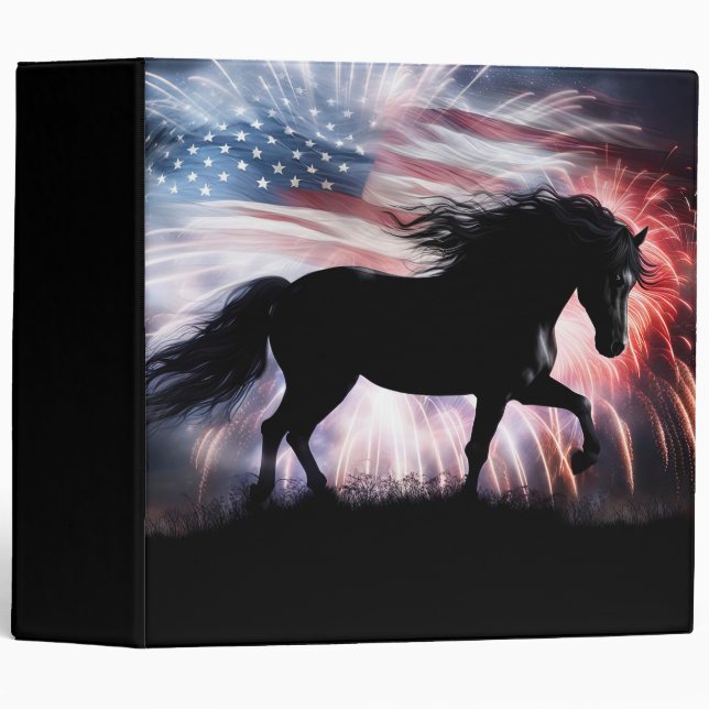 Horse and American Flag 3 Ring Binder (Front/Spine)
