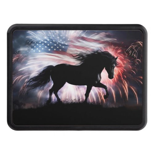 Horse and American Flag  Hitch Cover