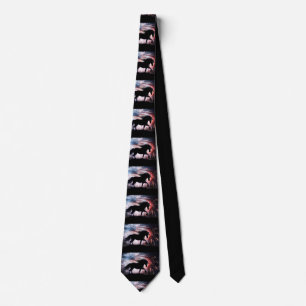 Horse and American Flag Patriotic Neck Tie