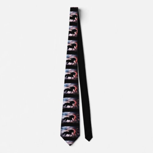 Horse and American Flag Patriotic Neck Tie