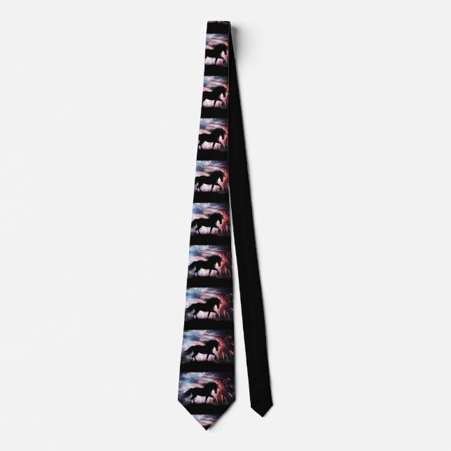 Horse and American Flag Patriotic Neck Tie (Front)