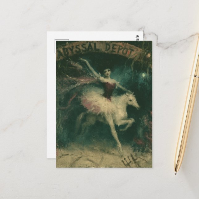 Horse and Ballerina Dark Fantasy Postcard (Front/Back In Situ)