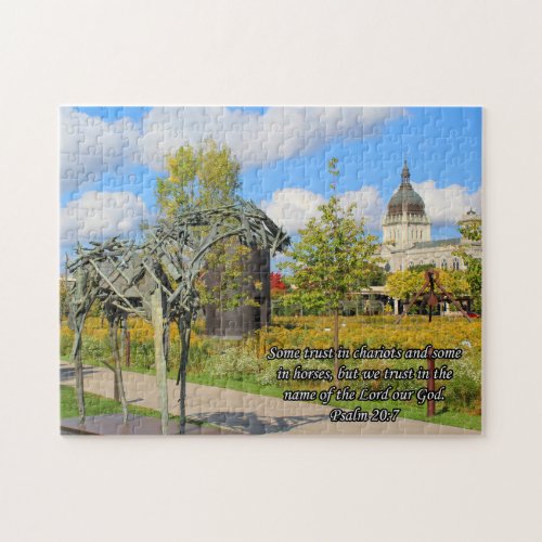 Horse and Basilica with Psalm Jigsaw Puzzle