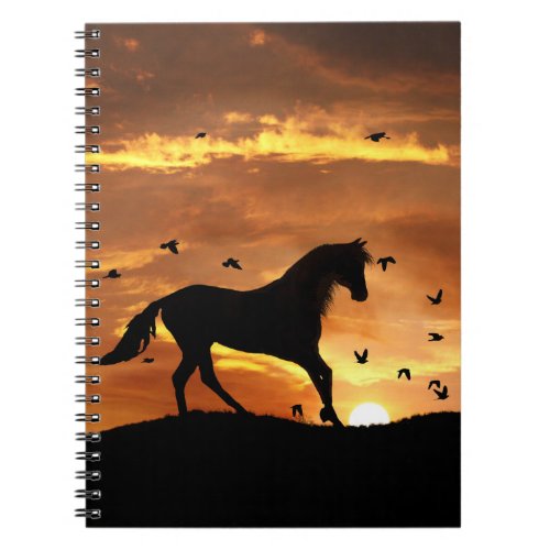 Horse and Birds in the Sunset Notebook