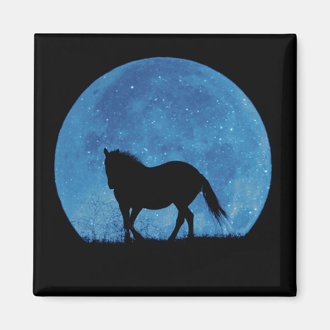 Horse and Blue Full Moon Magnet (Front)
