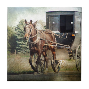 Horse and Buggy in Rural Iowa Ceramic Tile