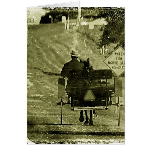 Horse and Buggy Sepia Grunge Cards (Front)