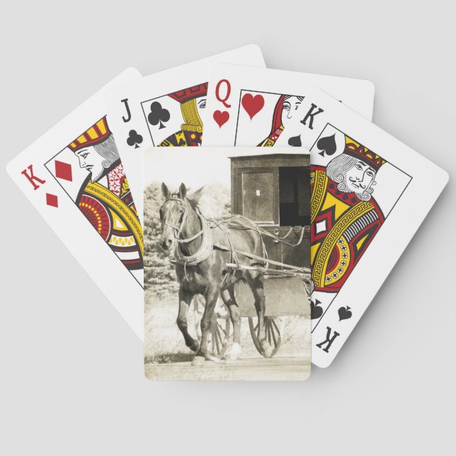 Horse and Buggy Sepia Poker Cards (Back)