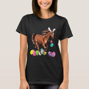 Horse And Bunny Rabbit Hat Easter Eggs Happy Day T T-Shirt