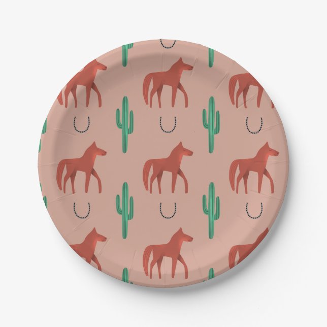 Horse and Cactus Paper Plates (Front)